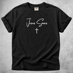 Printify T-Shirt Black / S Jesus Saves - Minimal Cross Faith