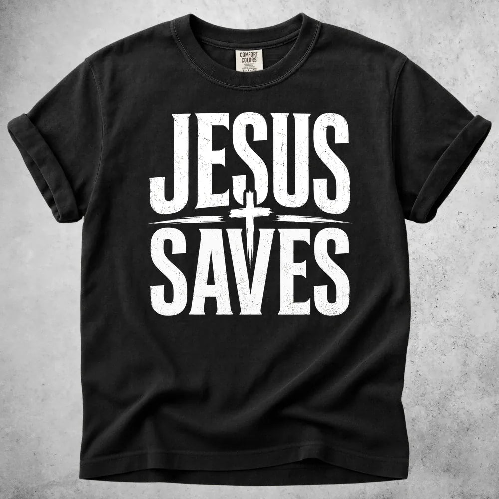 Printify T-Shirt Black / S Jesus Saves T-Shirt