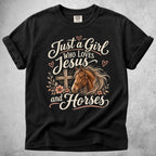 Printify T-Shirt Black / S just a girl who loves jesus and horses T-Shirt
