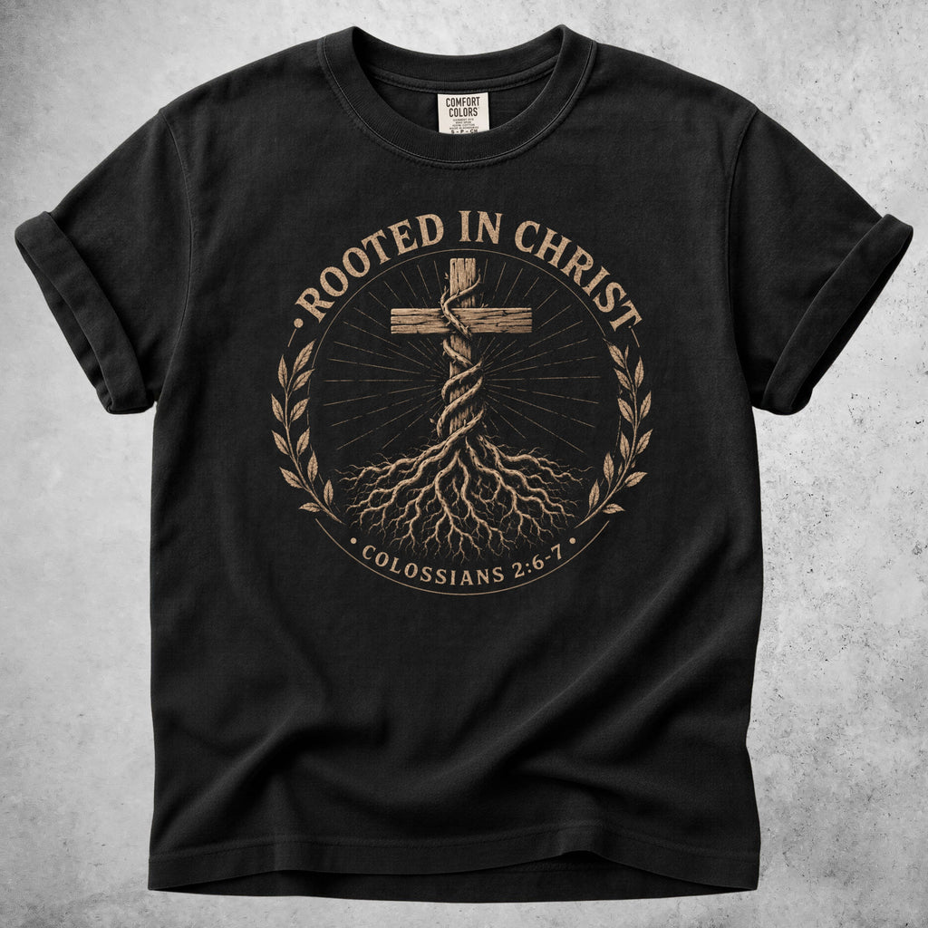Printify T-Shirt Black / S Rooted in Christ T-Shirt