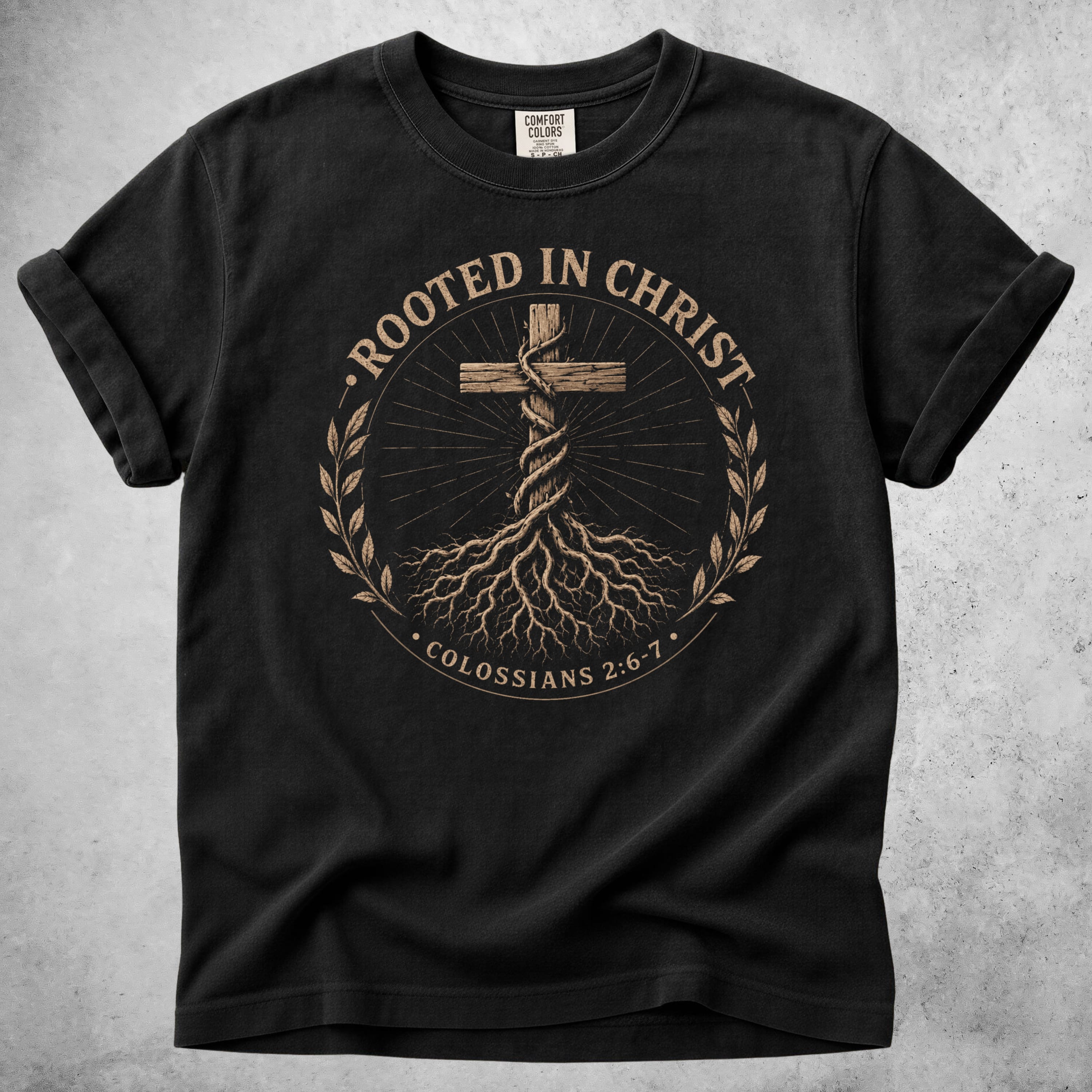 Printify T-Shirt Black / S Rooted in Christ T-Shirt