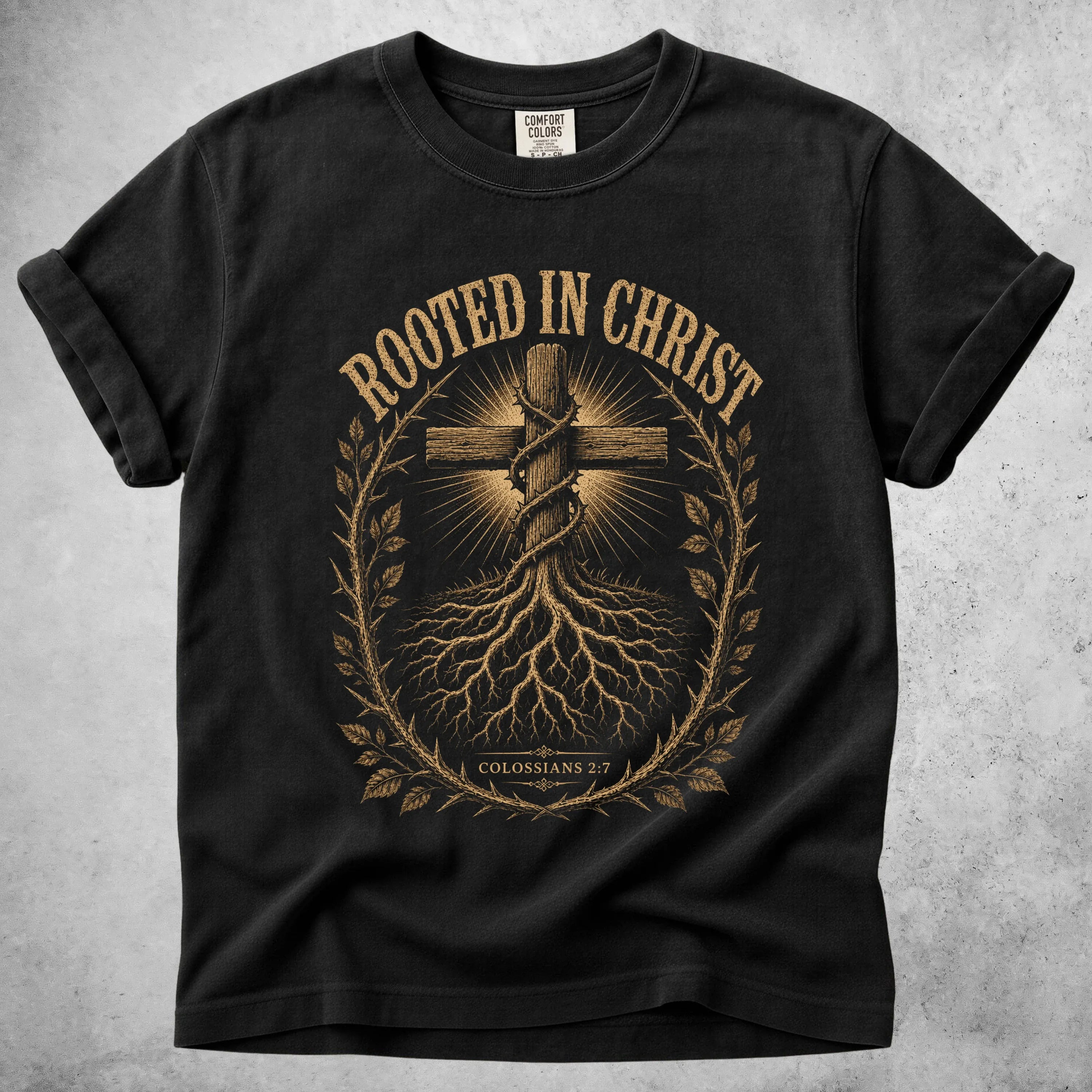 Printify T-Shirt Black / S ROOTED IN CHRIST - T-Shirt