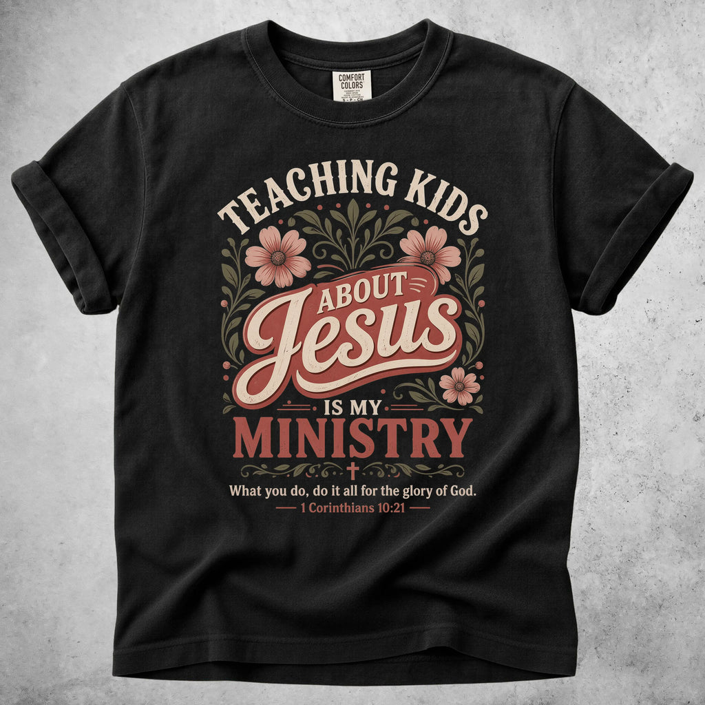 Printify T-Shirt Black / S TEACHING KIDS ABOUT Jesus -Shirt