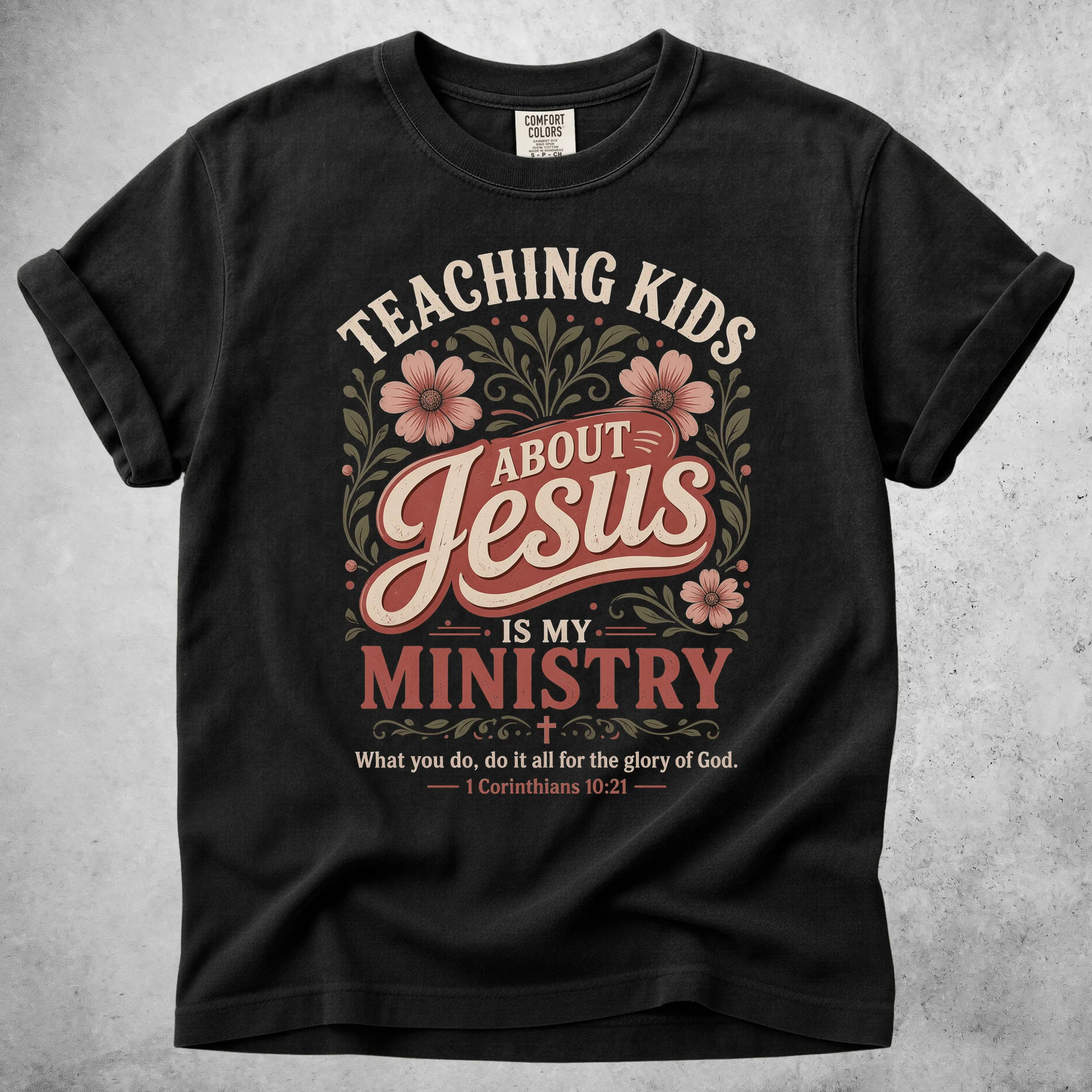 Printify T-Shirt Black / S TEACHING KIDS ABOUT Jesus -Shirt