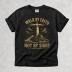 Printify T-Shirt Black / S Walk By Faith Lighthouse