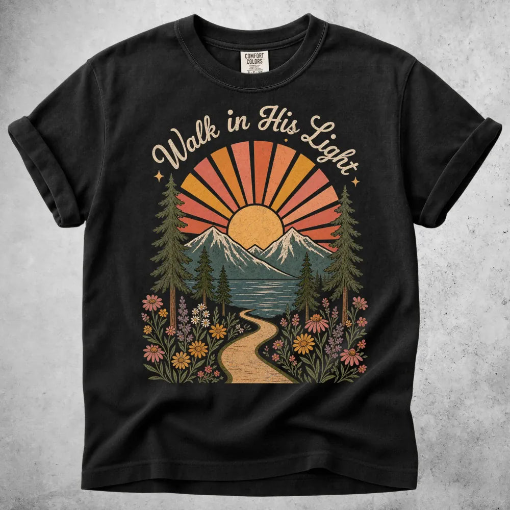 Printify T-Shirt Black / S Walk in His Light T-Shirt