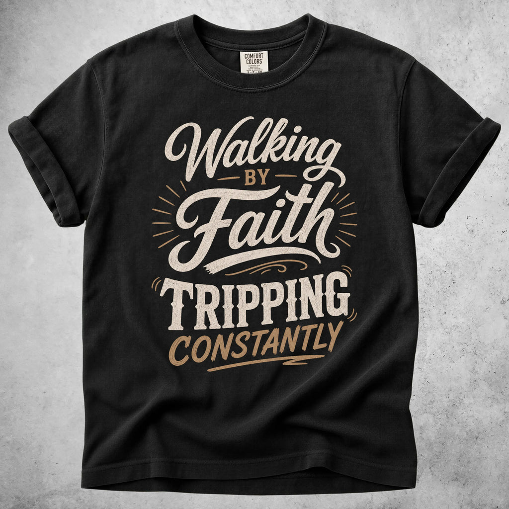 Printify T-Shirt Black / S Walking by Faith - T-Shirt