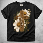 Printify T-Shirt Black / S Wooden Cross Daisy T-Shirt