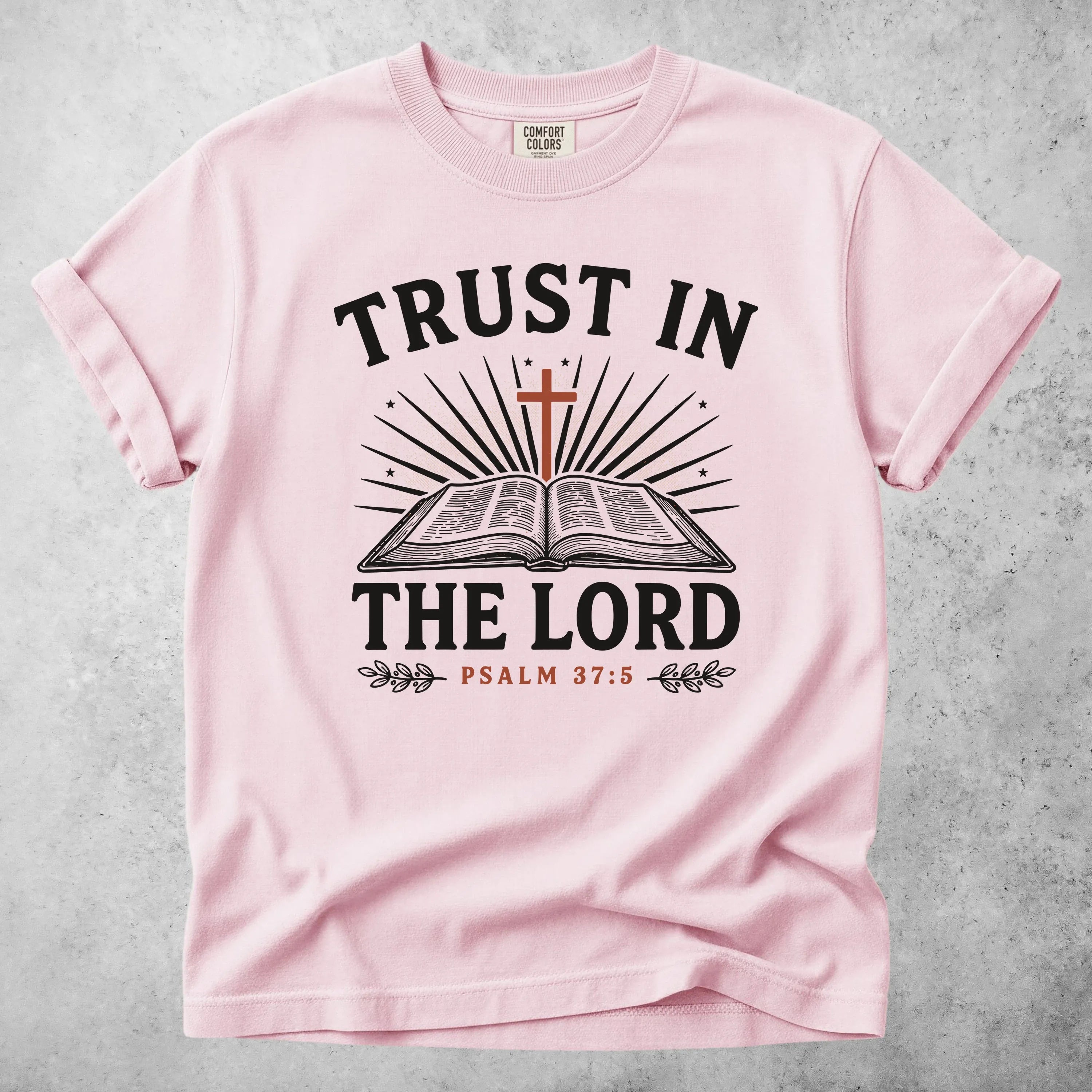 Printify T-Shirt Blossom / S trust in the lord psalm 37 5 christian faith bible T-Shirt