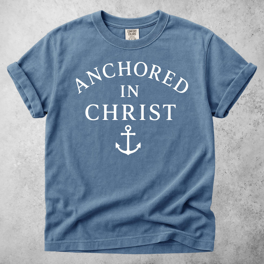 Printify T-Shirt Blue Jean / S Anchored in Christ