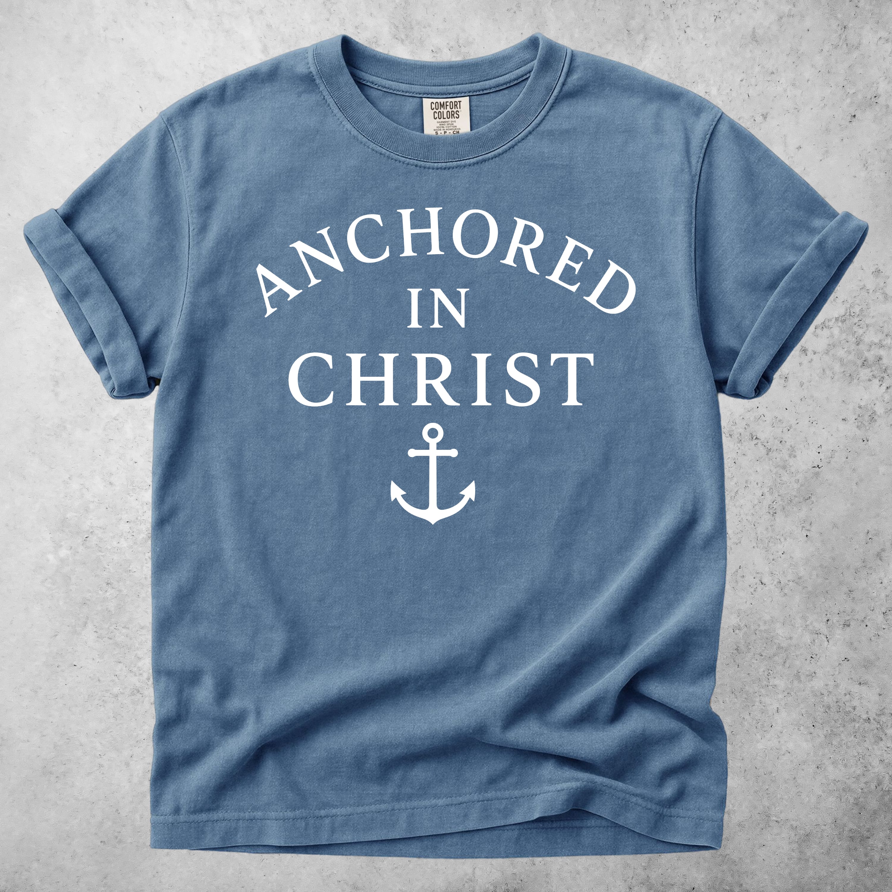 Printify T-Shirt Blue Jean / S Anchored in Christ