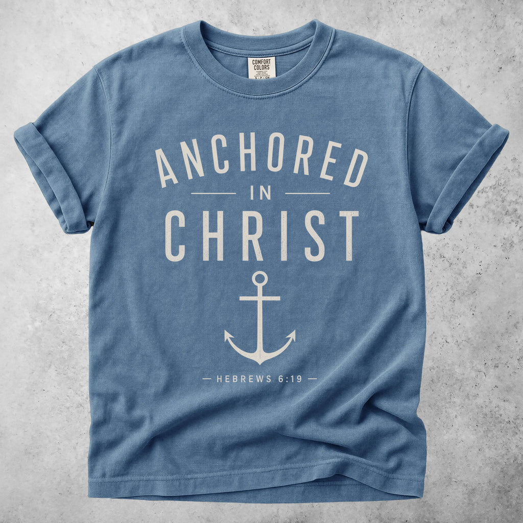 Printify T-Shirt Blue Jean / S ANCHORED IN CHRIST - T-Shirt