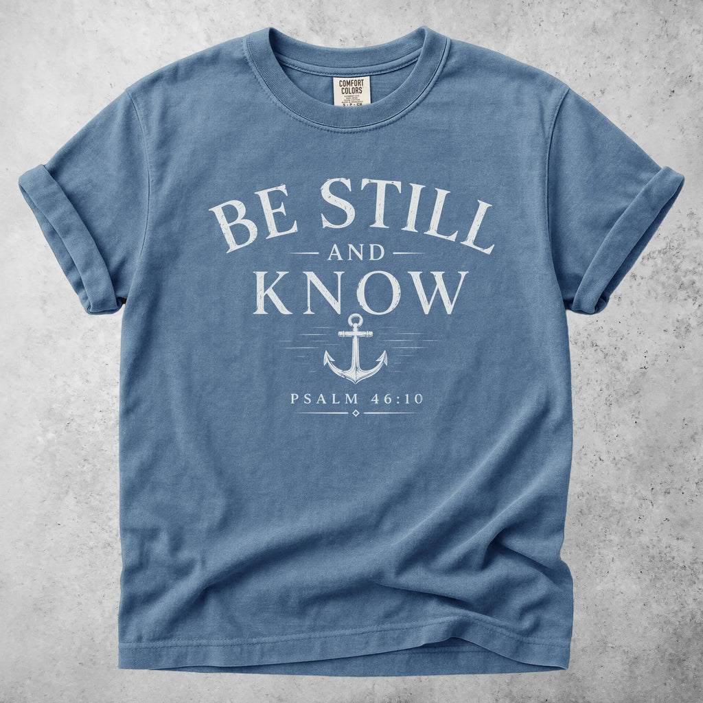 Printify T-Shirt Blue Jean / S Be Still and Know – Anchor Faith