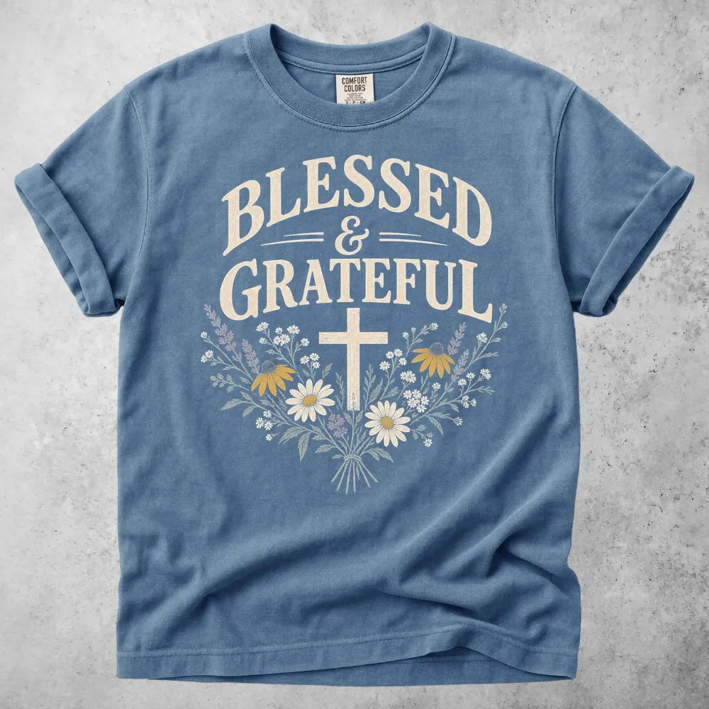 Printify T-Shirt Blue Jean / S Blessed & Grateful T-Shirt