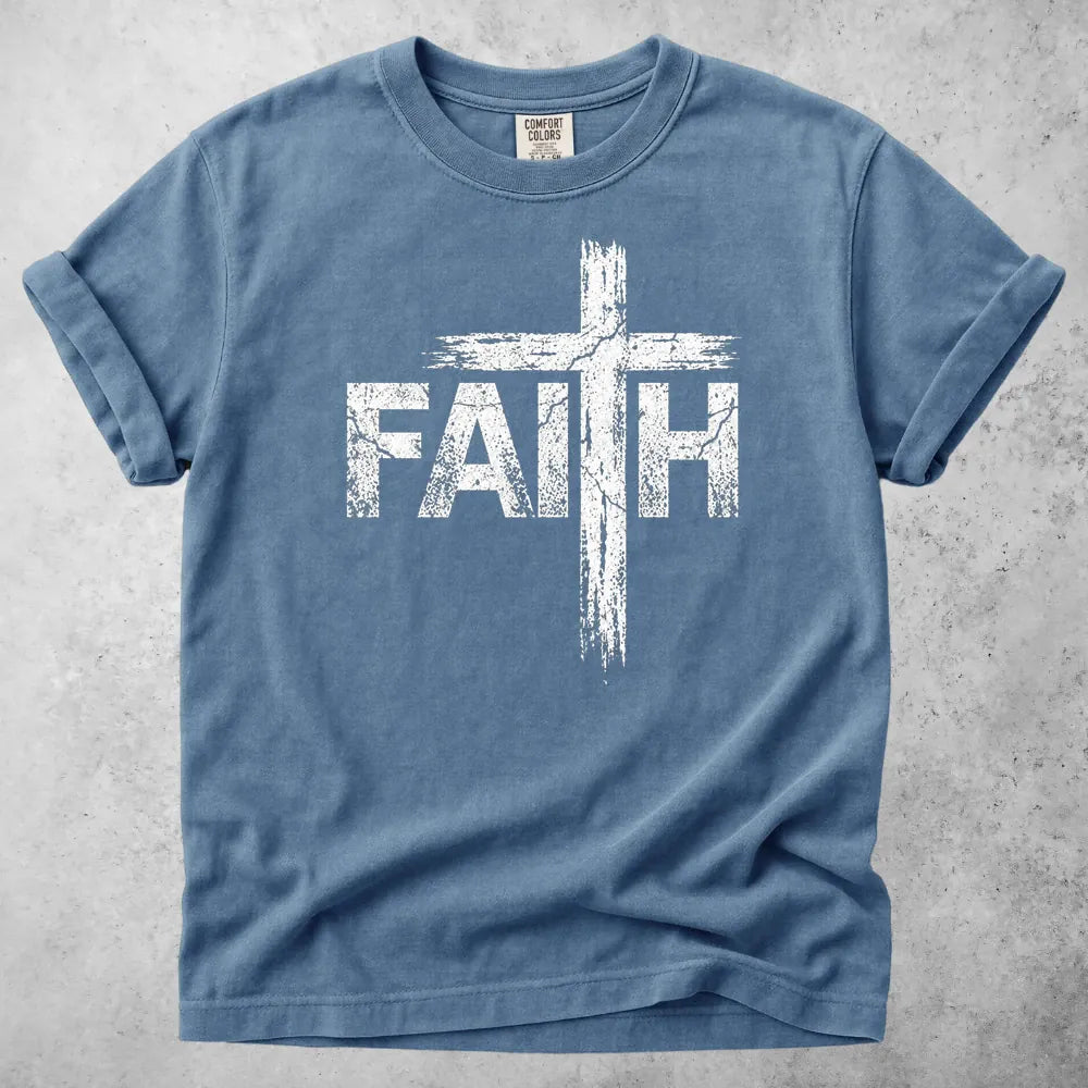 Printify T-Shirt Blue Jean / S Faith Cross T-Shirt