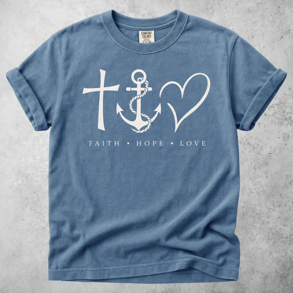 Printify T-Shirt Blue Jean / S Faith Hope Love T-Shirt