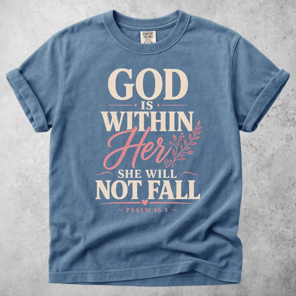 Printify T-Shirt Blue Jean / S God Is Within Her T-Shirt