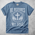 Printify T-Shirt Blue Jean / S He Restores My Soul