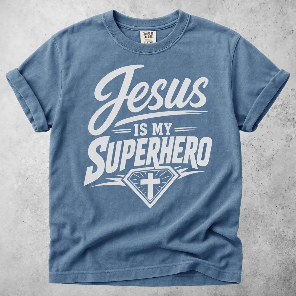 Printify T-Shirt Blue Jean / S Jesus Is My Superhero T-Shirt
