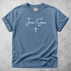 Printify T-Shirt Blue Jean / S Jesus Saves - Minimal Cross Faith