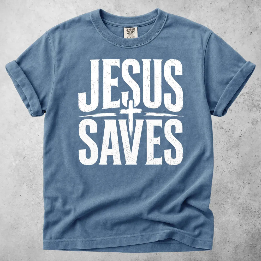 Printify T-Shirt Blue Jean / S Jesus Saves T-Shirt