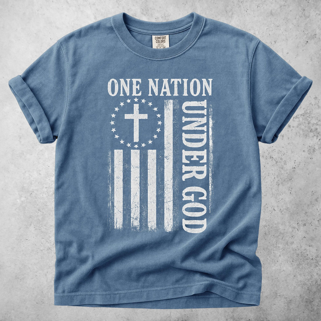 Printify T-Shirt Blue Jean / S ONE NATION UNDER GOD T-Shirt