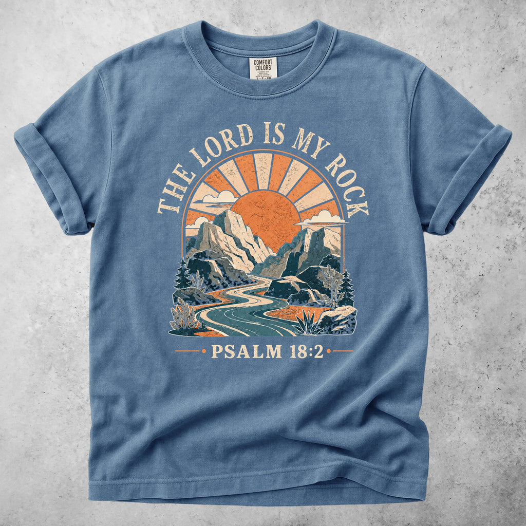 Printify T-Shirt Blue Jean / S THE LORD IS MY ROCK - T-Shirt