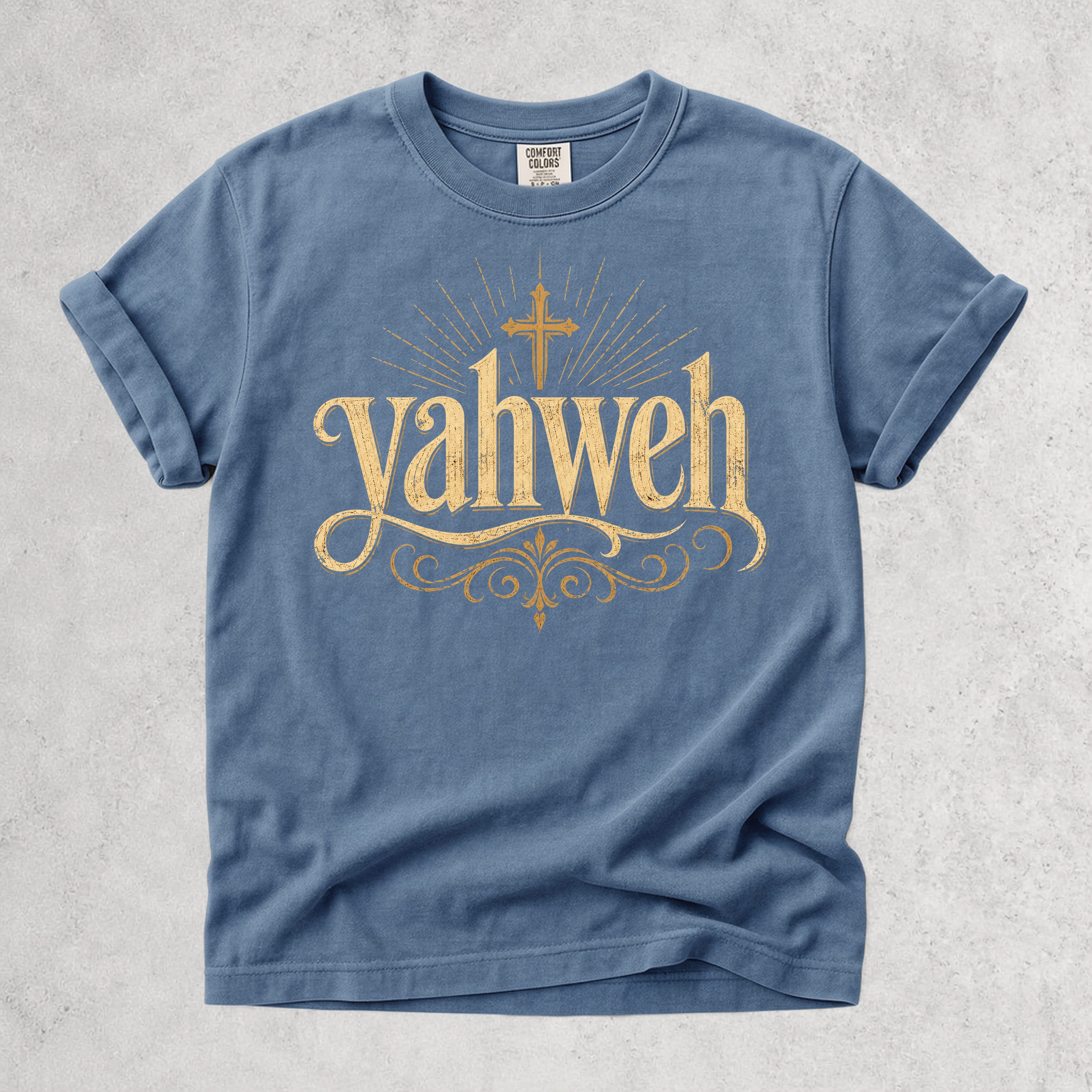 Printify T-Shirt Blue Jean / S Yahweh Script