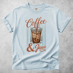 Printify T-Shirt Chambray / S coffee and jesus coffee lover faith (1) T-Shirt