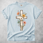 Printify T-Shirt Chambray / S Flower Cross T-Shirt