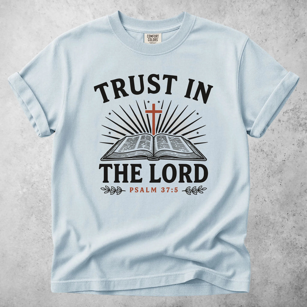 Printify T-Shirt Chambray / S trust in the lord psalm 37 5 christian faith bible T-Shirt