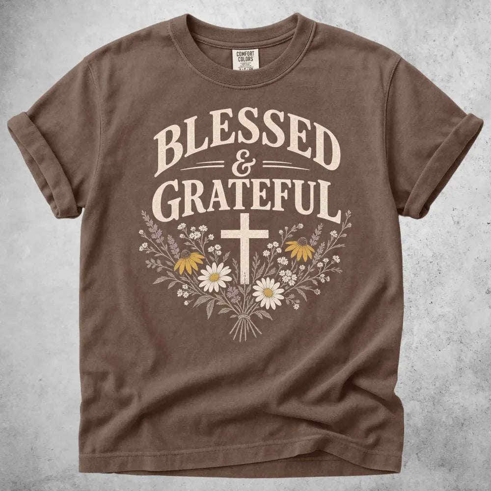Printify T-Shirt Espresso / S Blessed & Grateful T-Shirt
