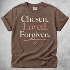 Printify T-Shirt Espresso / S Chosen, Loved, Forgiven T-Shirt