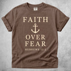 Printify T-Shirt Espresso / S Faith Over Fear Anchor - Hebrews 11:1