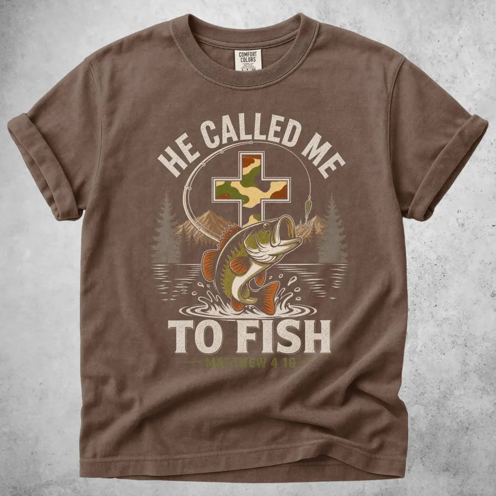 Printify T-Shirt Espresso / S He Called Me to Fish T-Shirt