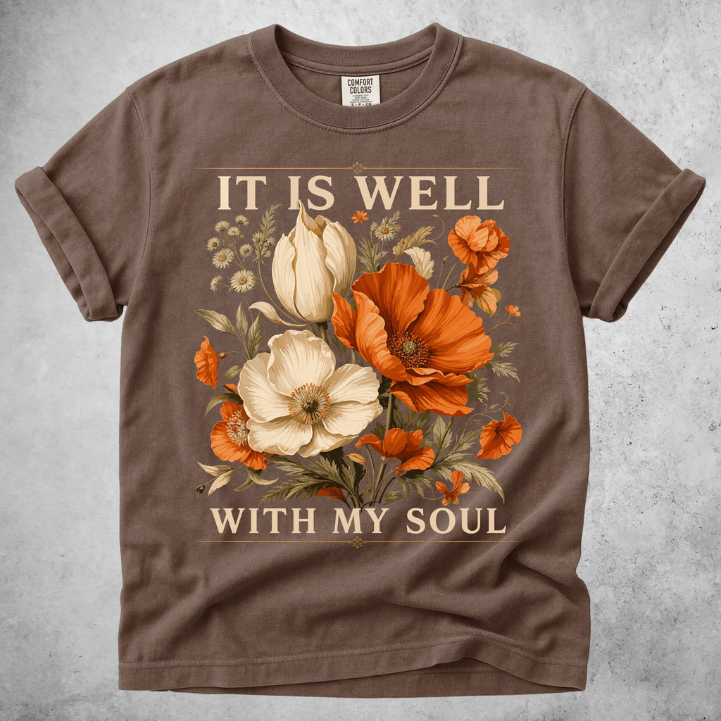 Printify T-Shirt Espresso / S It Is Well With My Soul