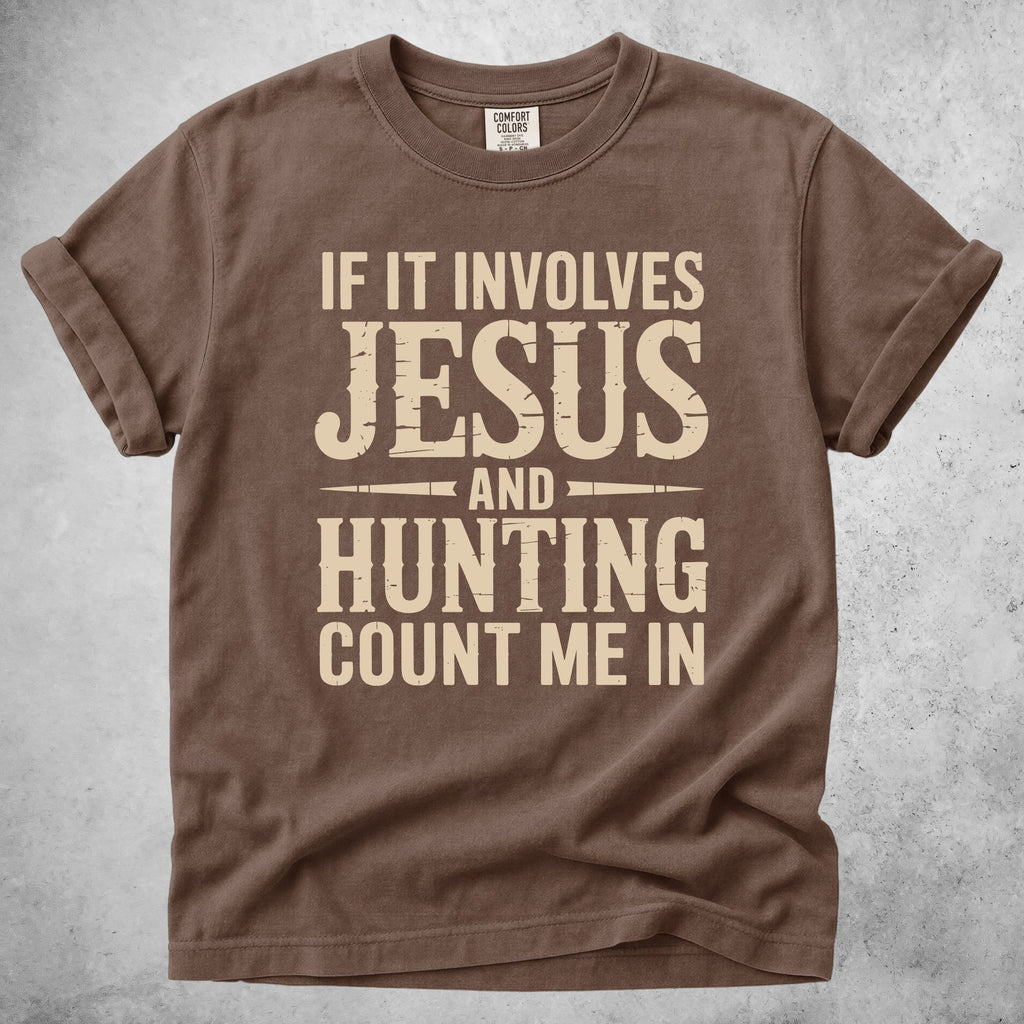 Printify T-Shirt Espresso / S Jesus and Hunting T-Shirt