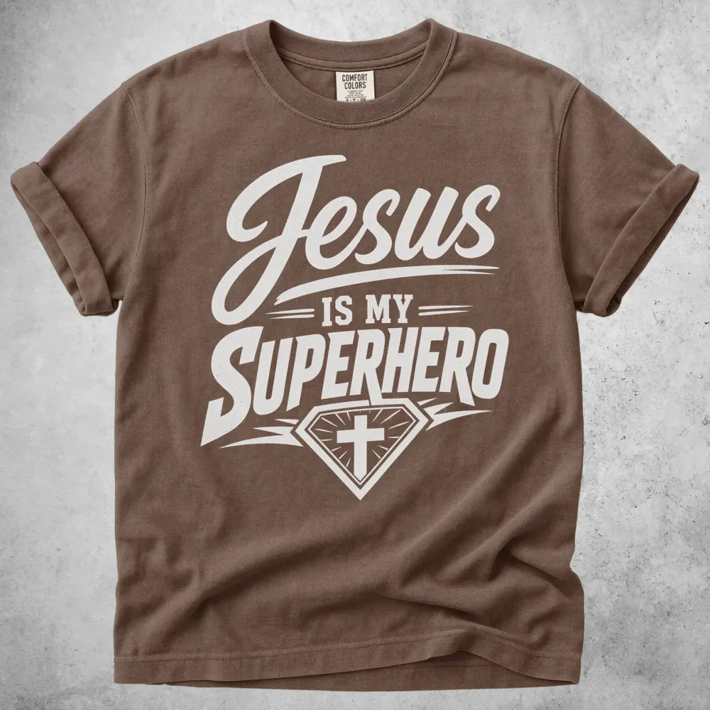 Printify T-Shirt Espresso / S Jesus Is My Superhero T-Shirt
