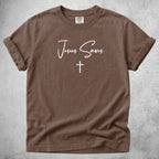 Printify T-Shirt Espresso / S Jesus Saves - Minimal Cross Faith