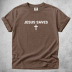 Printify T-Shirt Espresso / S Jesus Saves- T-Shirt
