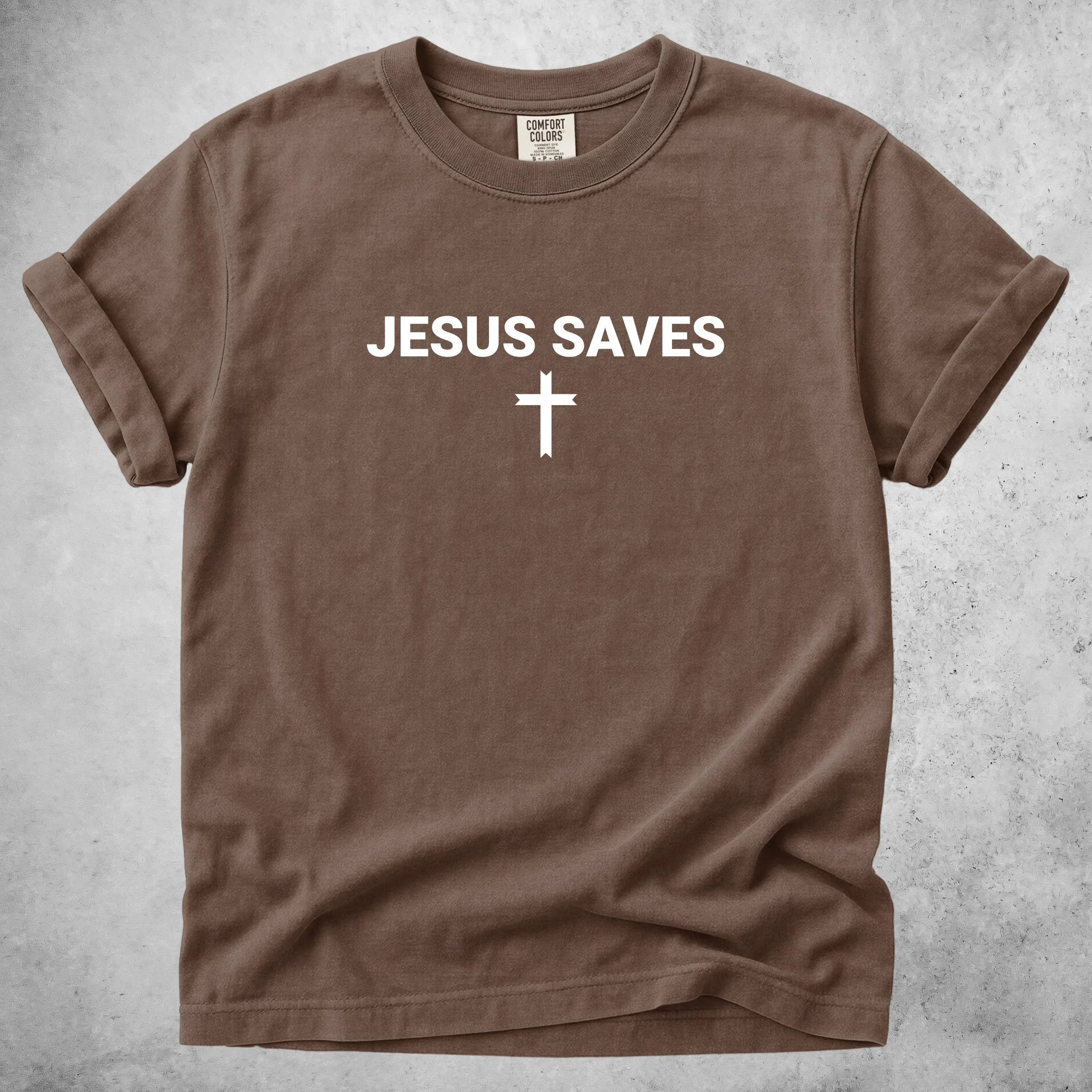 Printify T-Shirt Espresso / S Jesus Saves- T-Shirt