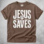 Printify T-Shirt Espresso / S Jesus Saves T-Shirt