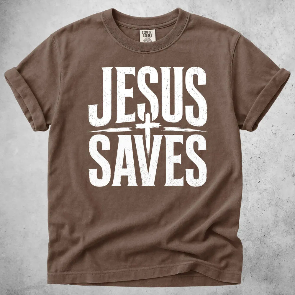 Printify T-Shirt Espresso / S Jesus Saves T-Shirt