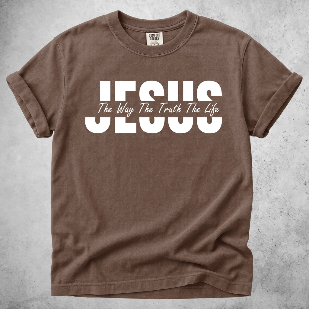 Printify T-Shirt Espresso / S Jesus - The Way The Truth The Life