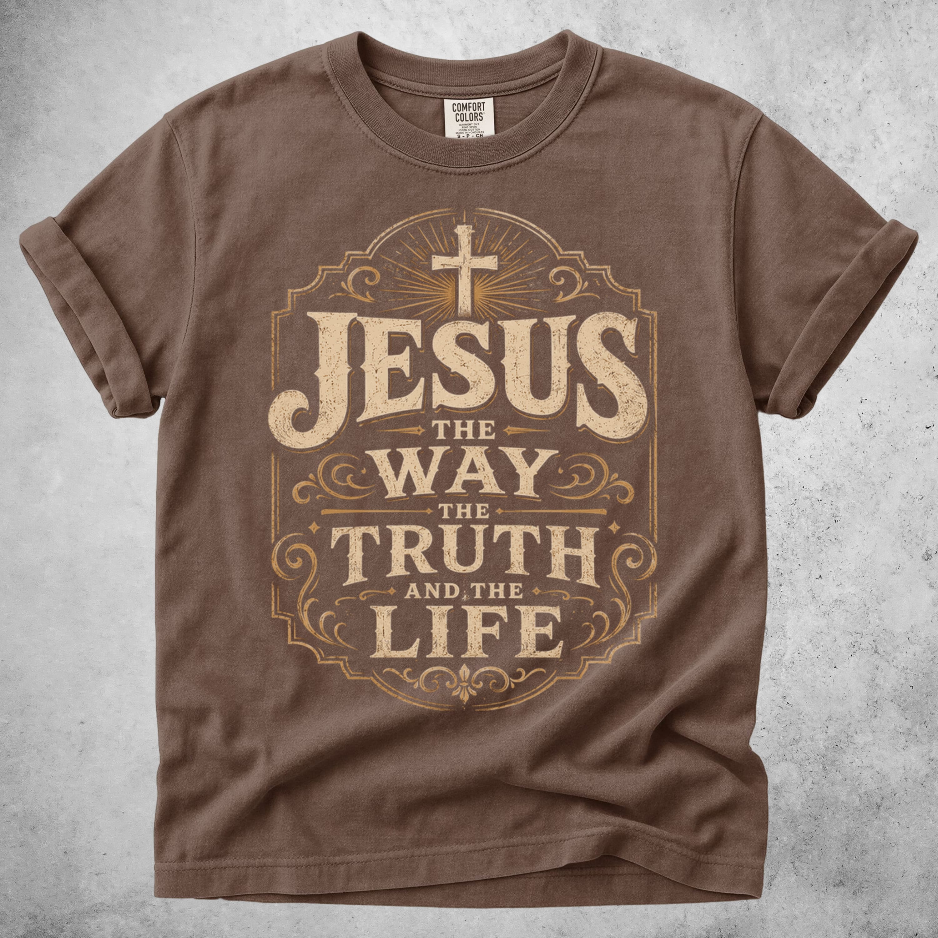 Printify T-Shirt Espresso / S Jesus: The Way, The Truth, The Life