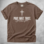 Printify T-Shirt Espresso / S PRAY. WAIT. TRUST. God has a plan