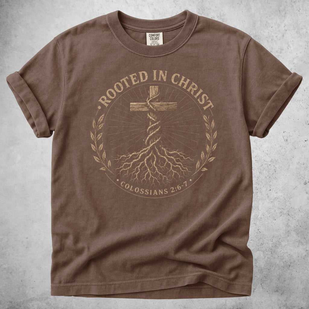 Printify T-Shirt Espresso / S Rooted in Christ T-Shirt