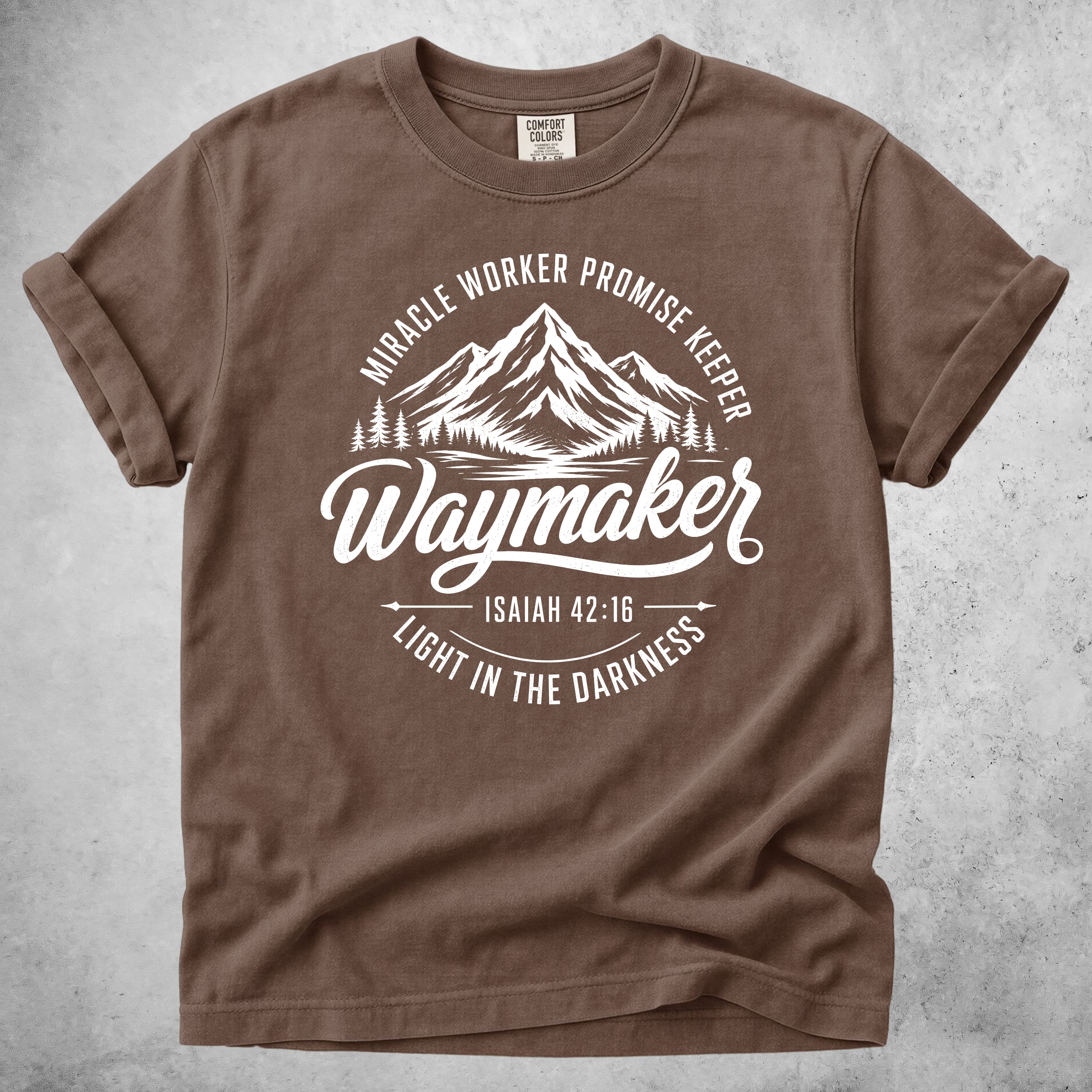 Printify T-Shirt Espresso / S Waymaker Isaiah 42:16 Mountain
