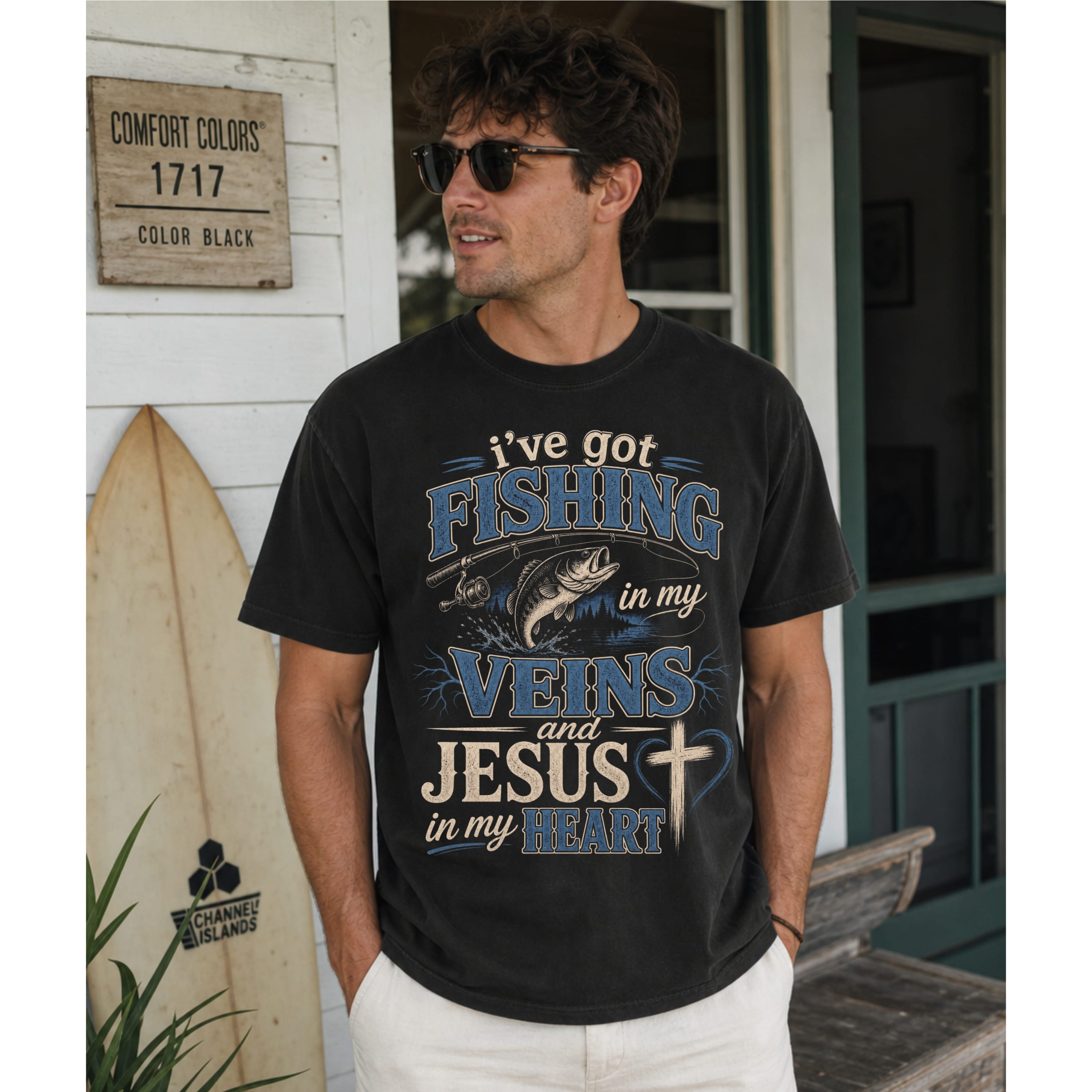 Printify T-Shirt Fishing & Faith