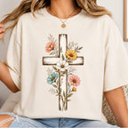 Printify T-Shirt Flower Cross T-Shirt